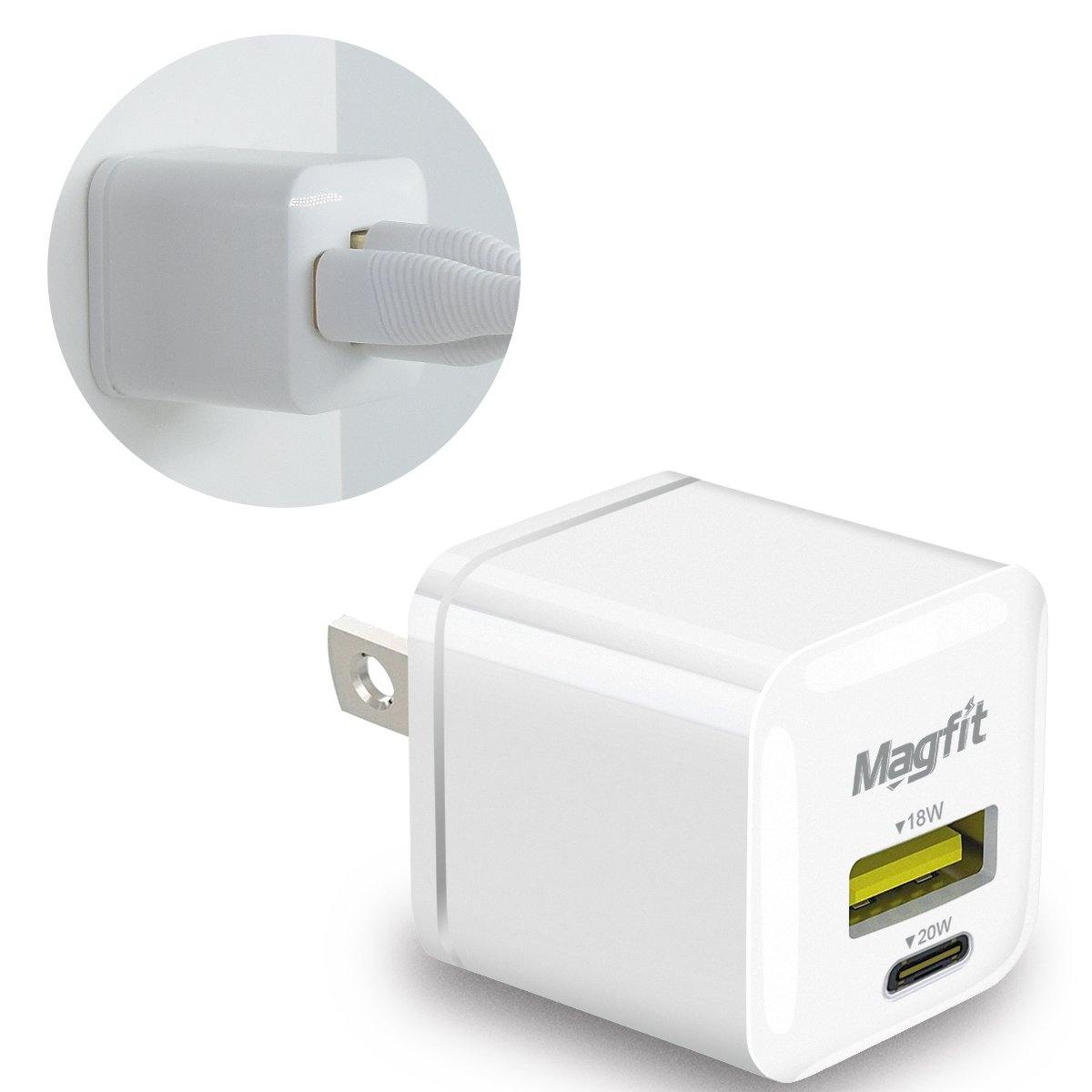 MAGFIT Mini 20W Charger USB A+C Fast 2 Ports Adapter with 3.9 FT 5A USB Cable