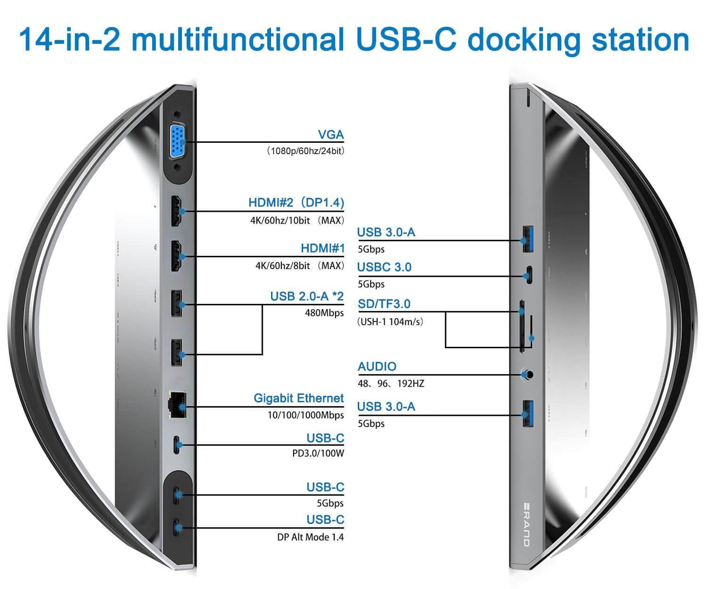 MAGFIT USB-C Docking Station 14 in 2 Hub Vertical Stand For MacBook Pro