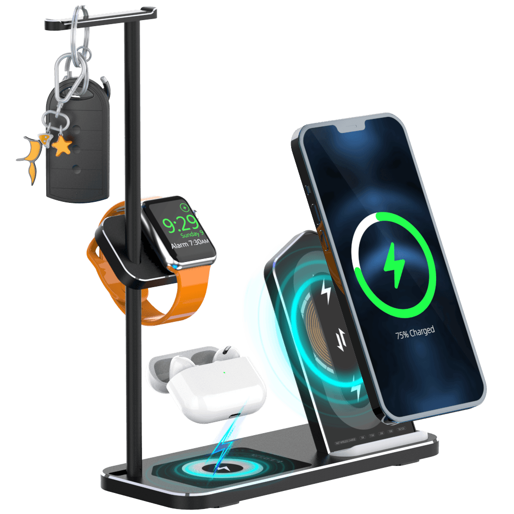 MAGFIT Aluminum 4-in-1 Wireless Charging Stand for iPhone 13&12, Apple Watch, AirPods & AirPods Max Stand
