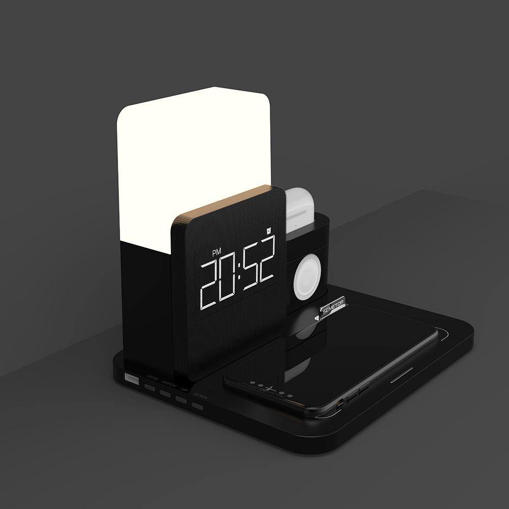 MAGFIT Wireless Charging Stand 3-in-1 with Night Light & Digital Alarm Clock For iPhone 13&12,Apple Watch,AirPods