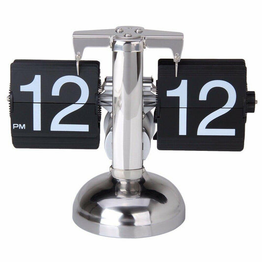 Flip Desk Clock Internal Gear Operated Mechanical Retro Style Digital Display